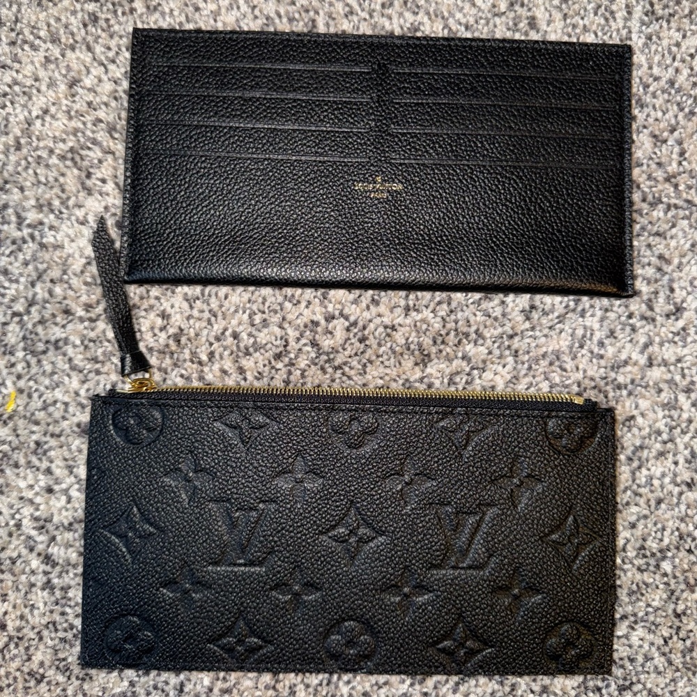Louis Vuitton Black Textured Wallet inserts.